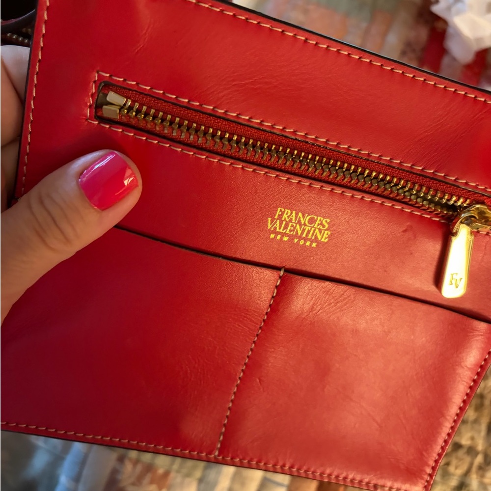 Frances Valentine Red Structured Tote/Crossbody Bag with Gold Hardware - Picture 4 of 7